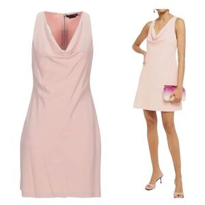NWT Alice + Olivia Sleeveless Cowl Neck A Line Mini Dress Pink‎ Blush Size 8